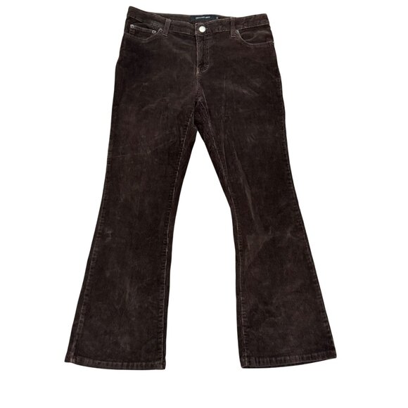 Calvin Klein Flare Corduroy Pants Women Size 12 Brown 99% Cotton Stretch RN 3600 - Picture 2 of 8